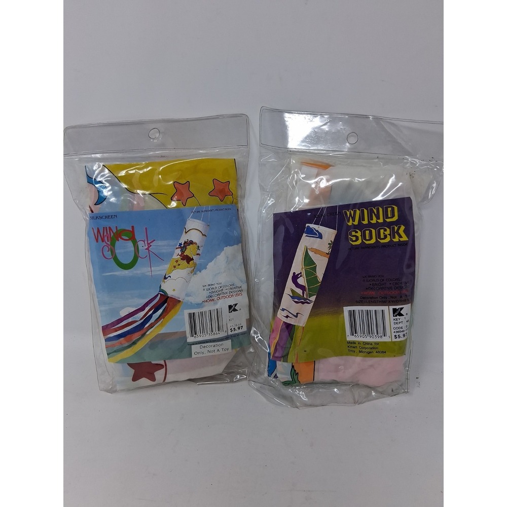 Vintage Kmart Silkscreen Windsock Lot Of 2 Windsurfer and unicorn.   I